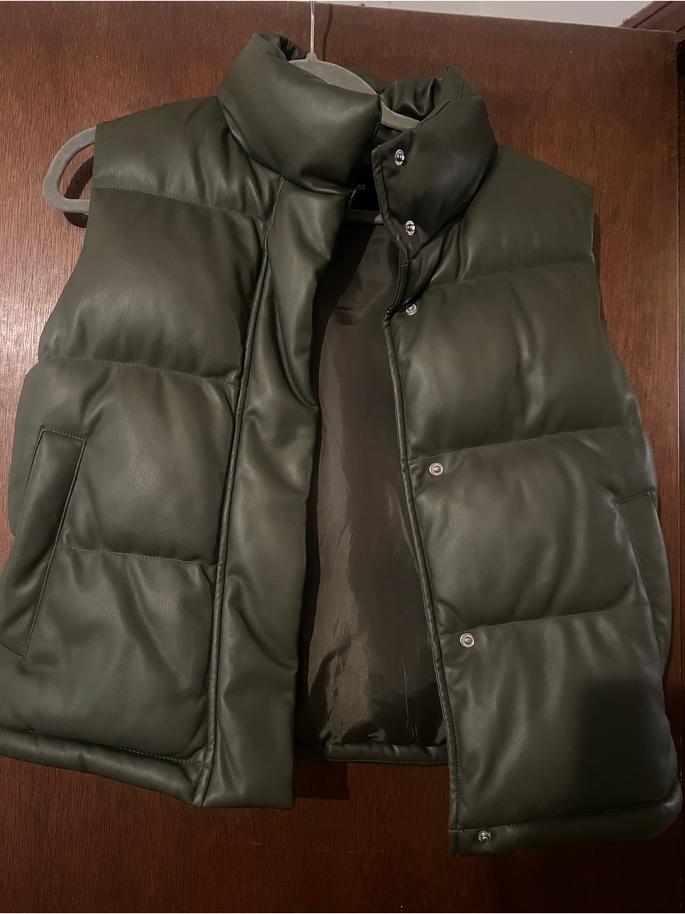 Express Olive Green Quilted Puffer Vest